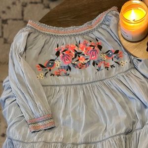 Free People Sunbeam Embroidered Mini Dress